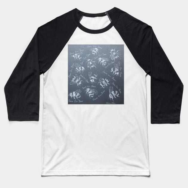 Monochrome, bumblebees "Save Our Bees" Baseball T-Shirt by Casimirasquirkyart